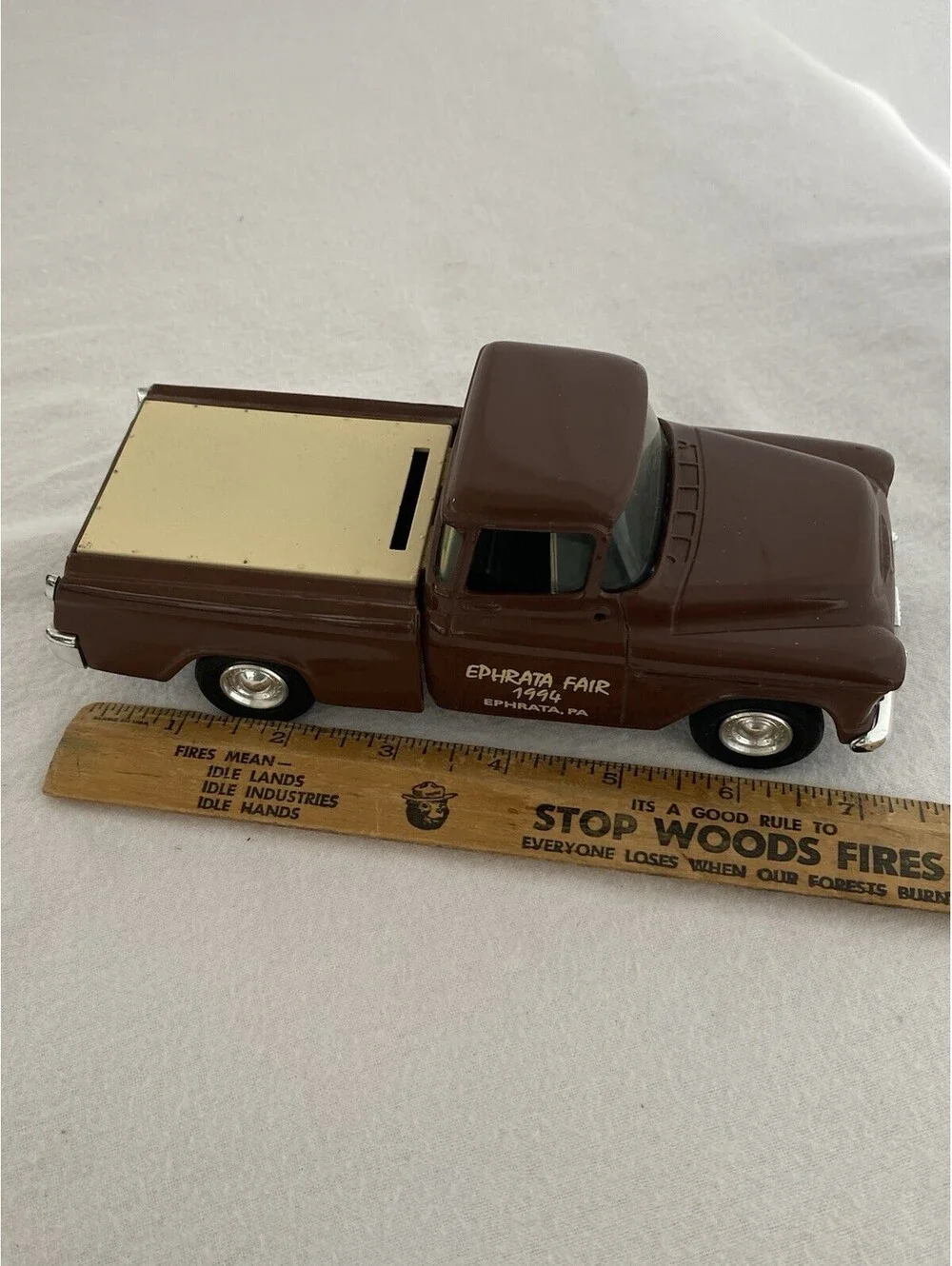 1955 Chevy Camo Pickup Truck Diecast  Bank Ephrata Fair 1994 Heavy & Solid Metal